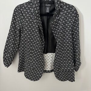 Soho Apparel Black and White Patterned Blazer